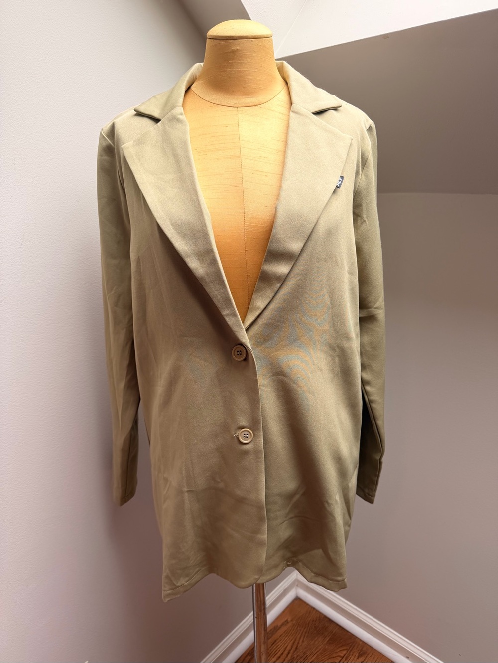 NWT PrettyLittleThing Classic Women's Sage Khaki Oversized Blazer Jacket 4